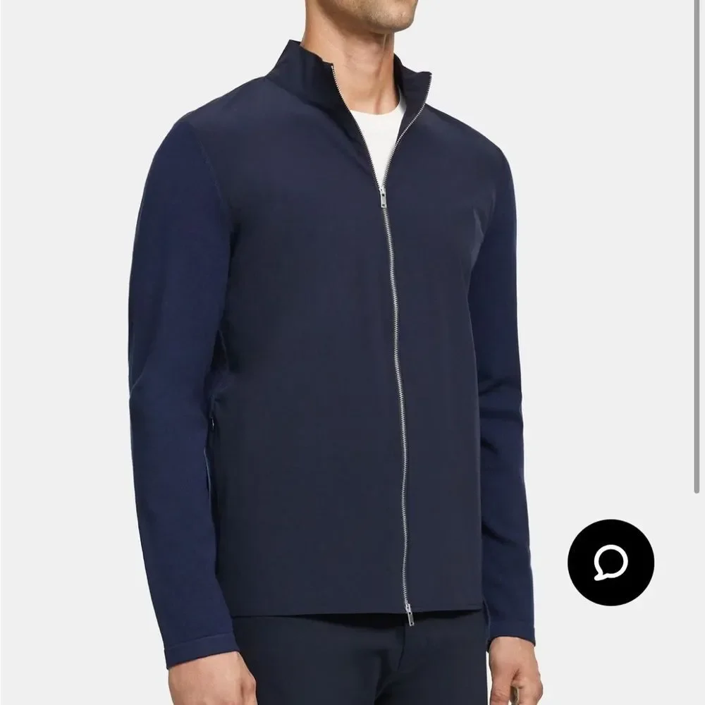 Theory jacket men’s navy Bellville Pk Fine Bilen Full Zip size xlarge